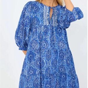 Marea Blue Patterned Mini Dress